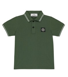 Рубашка поло из смесового хлопка Stone Island Junior, зеленый