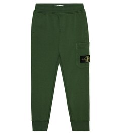 Спортивные штаны из хлопкового джерси Stone Island Junior, зеленый