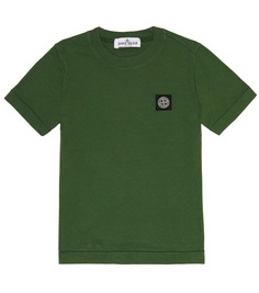 Футболка из хлопкового джерси с логотипом Stone Island Junior, зеленый