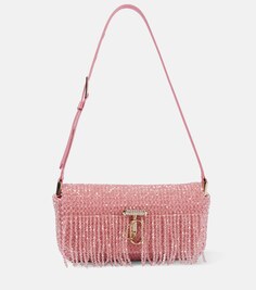 Декорированная атласная сумка через плечо Avenue Mini Jimmy Choo, розовый