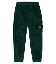 Вельветовые брюки с логотипом Stone Island Junior, зеленый