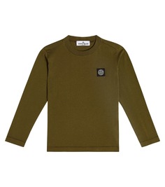 Толстовка из хлопка с логотипом Stone Island Junior, зеленый