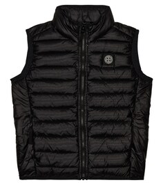 Стеганый пуховик Stone Island Junior, черный