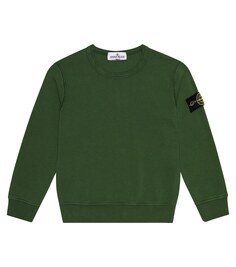 Хлопковая толстовка Stone Island Junior, зеленый