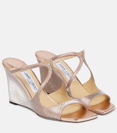 Кожаные босоножки Anise 85 на танкетке Jimmy Choo, розовый