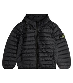 Куртка с капюшоном и пуховыми вставками Stone Island Junior, черный