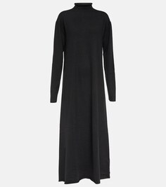 Кашемировое платье макси с водолазкой JIL SANDER, черный