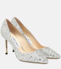 Туфли-лодочки Romy 85 с блестками Jimmy Choo, серебряный