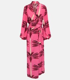 Платье с запахом из шелкового крепдешина с принтом JOHANNA ORTIZ, розовый