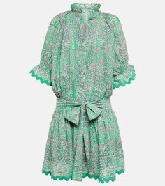 Платье-рубашка из хлопкового поплина с цветочным принтом JULIET DUNN, зеленый