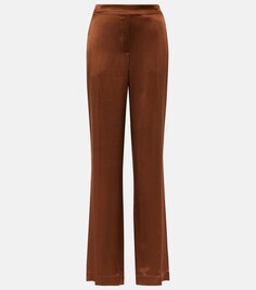 Атласные прямые брюки Tova с завышенной талией JOSEPH, коричневый