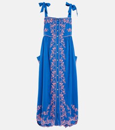 Платье миди из хлопка с вышивкой JULIET DUNN, разноцветный