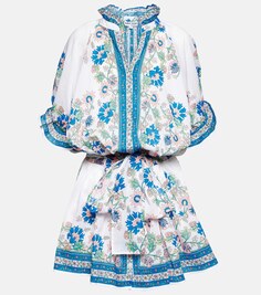 Мини-платье-рубашка из хлопка с цветочным принтом JULIET DUNN, разноцветный