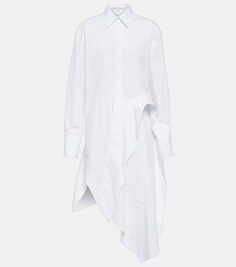 Платье-рубашка из деконструированного хлопкового поплина JW ANDERSON, белый