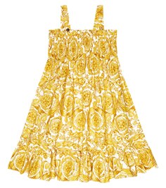 Хлопковое платье барокко Versace, желтый