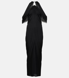 Платье миди с драпировкой и открытыми плечами JW ANDERSON, черный