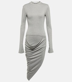 Платье миди из джерси с драпировкой JW ANDERSON, серый