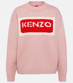 Шерстяной свитер с логотипом KENZO, розовый