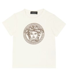 Хлопковая футболка с декором Medusa Versace, белый