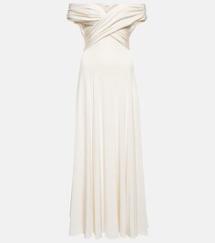 Платье макси Bruna из крепа с открытыми плечами KHAITE, белый