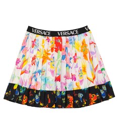 Плиссированная юбка Jardin с принтом Versace, разноцветный