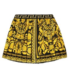 Плиссированная юбка с принтом Barocco Versace, золотой
