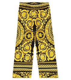 Широкие брюки Barocco из шелкового твила Versace, разноцветный
