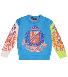 Хлопковый свитер интарсия Versace, разноцветный