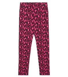 Леггинсы из смесового хлопкового джерси с логотипом Versace, розовый