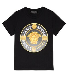 Хлопковая футболка с логотипом Medusa Versace, черный