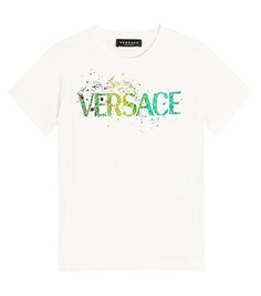 Футболка из хлопкового джерси с логотипом Versace, разноцветный