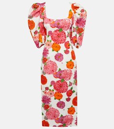 Платье миди Sizzler из смесового хлопка с цветочным принтом LA DOUBLEJ, разноцветный