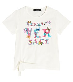 Футболка из хлопкового джерси с логотипом Versace, белый
