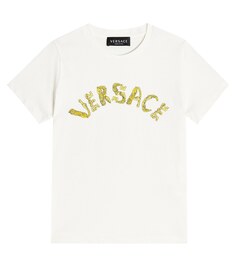 Футболка из хлопкового джерси с логотипом Versace, белый