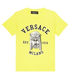 Хлопковая футболка с логотипом Versace, желтый