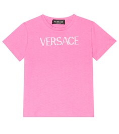 Хлопковая футболка с логотипом Versace, розовый
