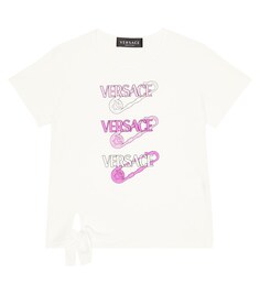 Хлопковая футболка с логотипом Versace, разноцветный