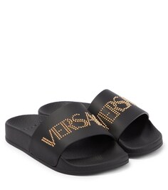 Шлепанцы с логотипом Versace, черный