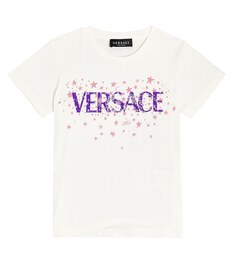 Футболка из хлопкового джерси с логотипом Versace, белый