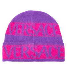 Шапка-бини из шерсти с логотипом Versace, розовый