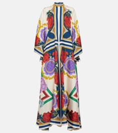 Платье макси Magnifico из шелка с принтом LA DOUBLEJ, разноцветный