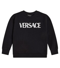 Худи из хлопка с логотипом Versace, черный