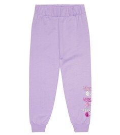 Хлопковые спортивные штаны с принтом Safety Pin Versace, фиолетовый