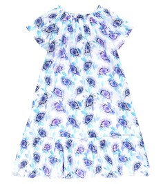 Хлопковое платье с цветочным принтом Vilebrequin, синий