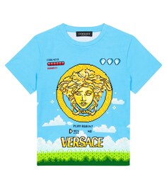 Хлопковая футболка с изображением медузы Video Game Versace, разноцветный