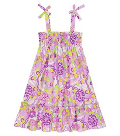 Платье из хлопка с цветочным принтом Vilebrequin, фиолетовый