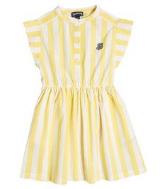 Хлопковое платье в полоску с вышивкой Vilebrequin, желтый