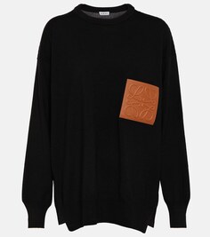 Шерстяной свитер с карманами Anagram LOEWE, черный