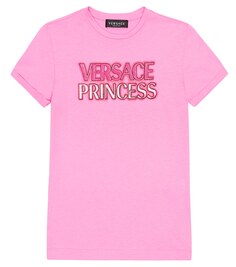 Платье из хлопка с принтом Versace, розовый