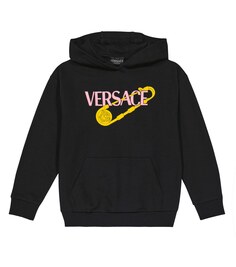 Худи из хлопка с принтом Versace, черный